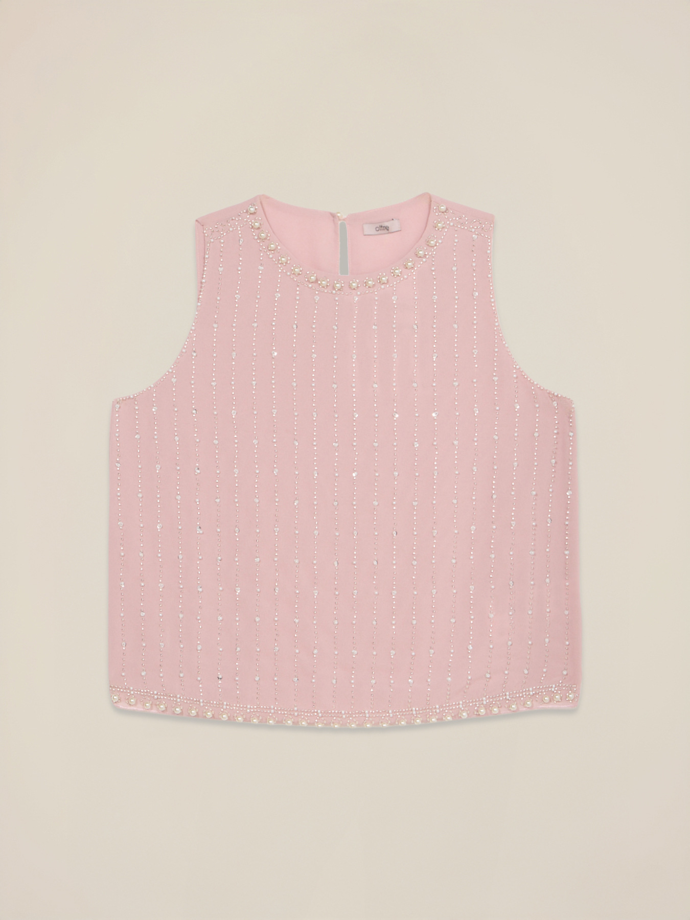 Top en georgette avec perles et cristaux image number 3