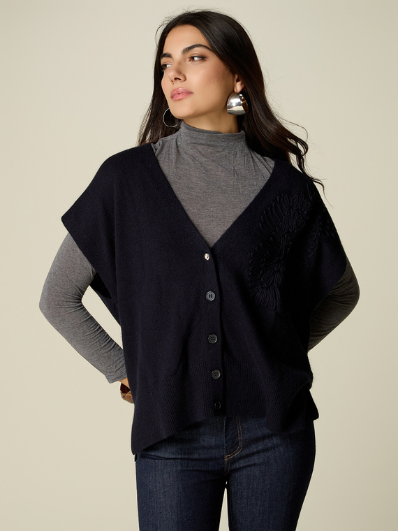 Kurz&auml;rmliger Cardigan mit Stickerei
