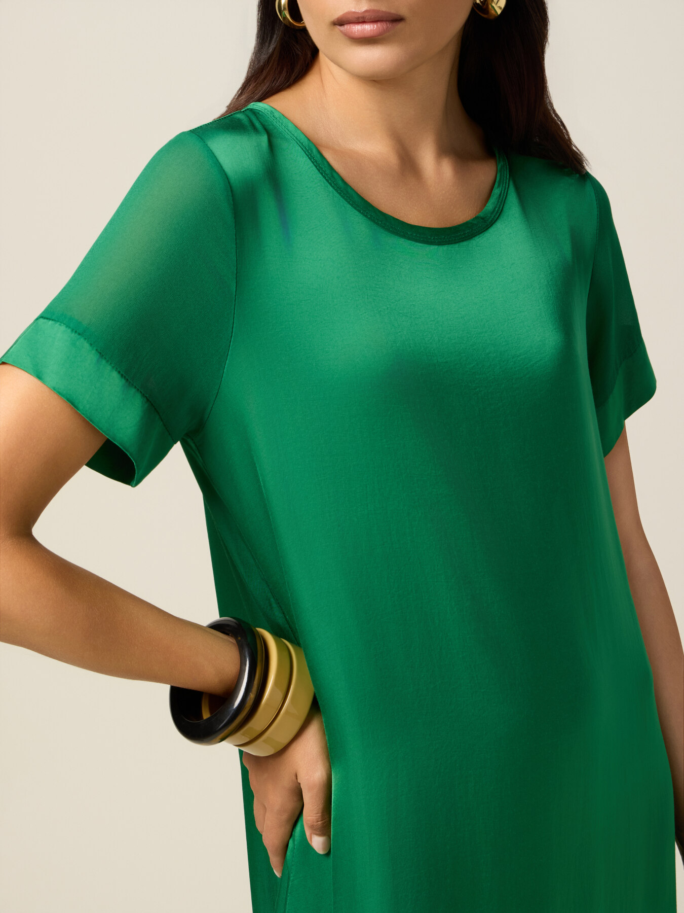 Robe t-dress en satin de viscose image number 2
