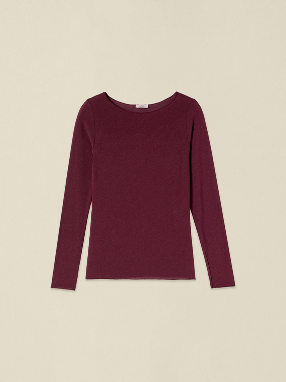 T-Shirt aus Cashmere-Mix mit U-Boot-Ausschnitt