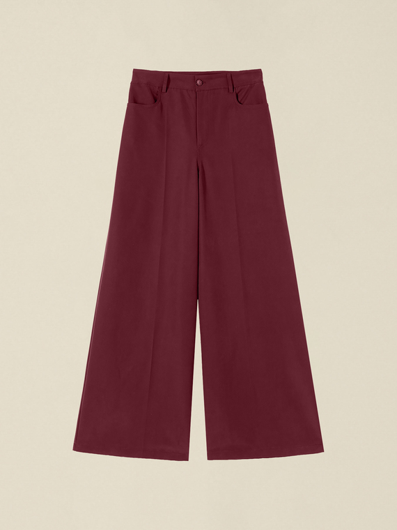 Pantaloni wide leg din twill