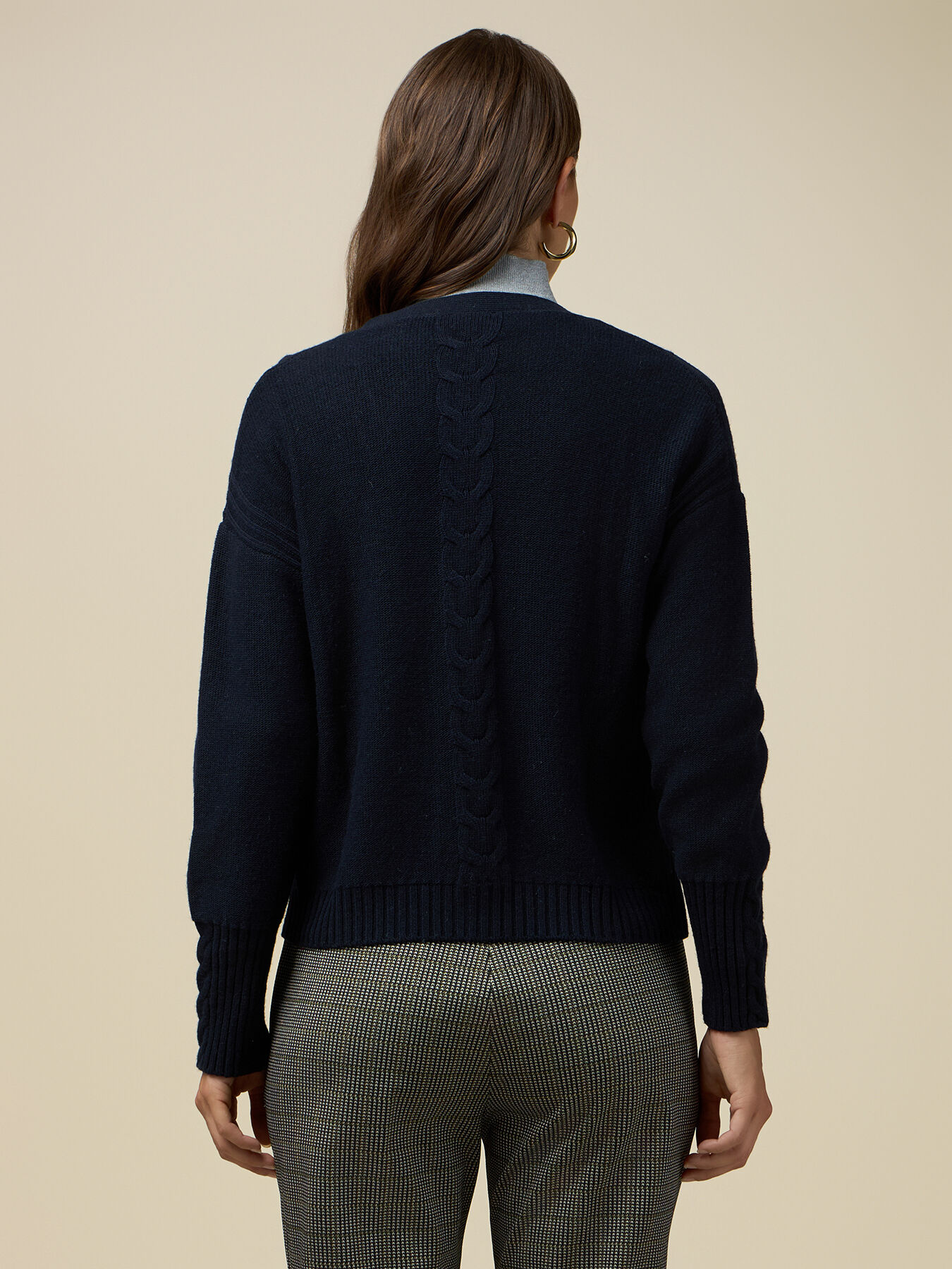Wool blend cardigan with jewel button image number 1