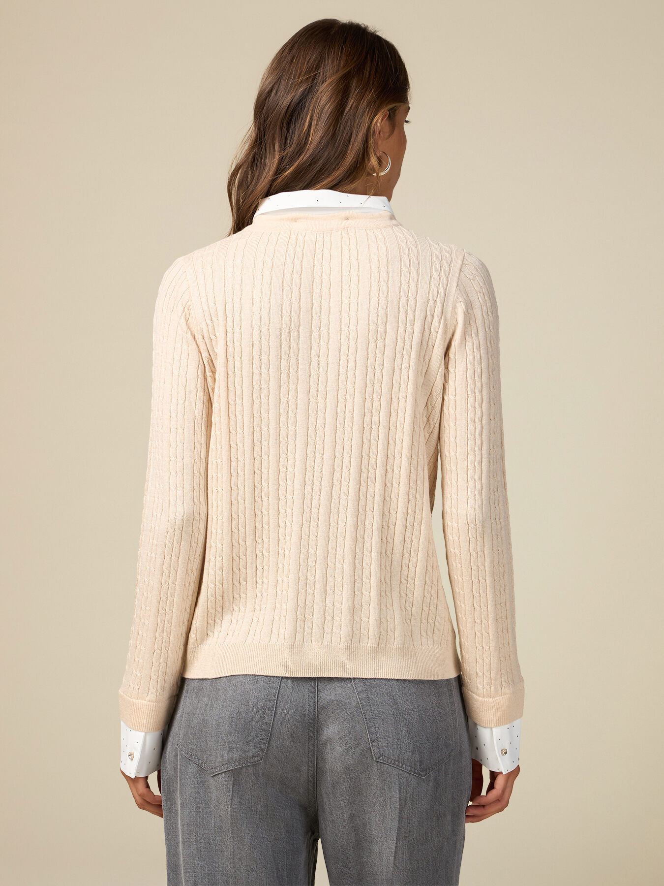Pullover im Zopfmuster in Hemdblusenoptik image number 1