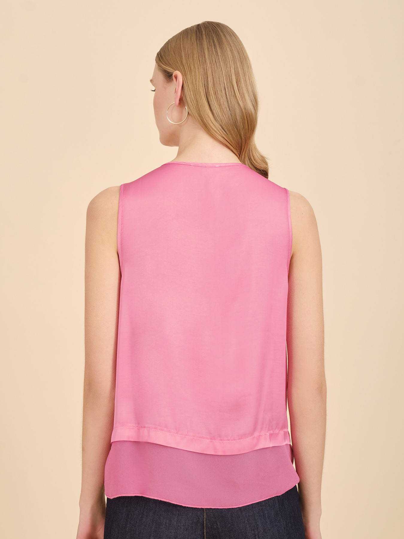 Top in raso e georgette image number 1