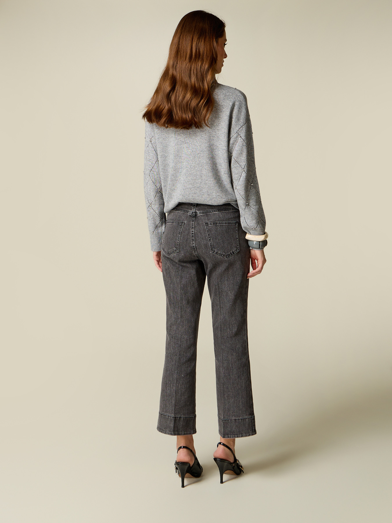Grey denim flare jeans image number 1