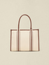Shopper bicolor in tessuto con charm image number 2
