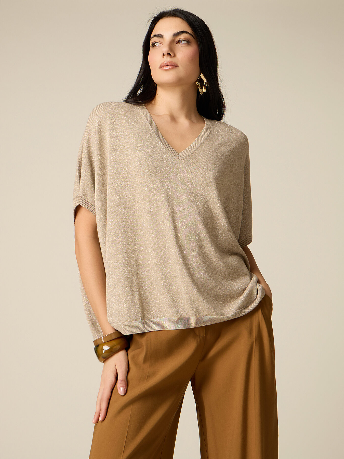Kimono-Pullover aus Lurex image number 0