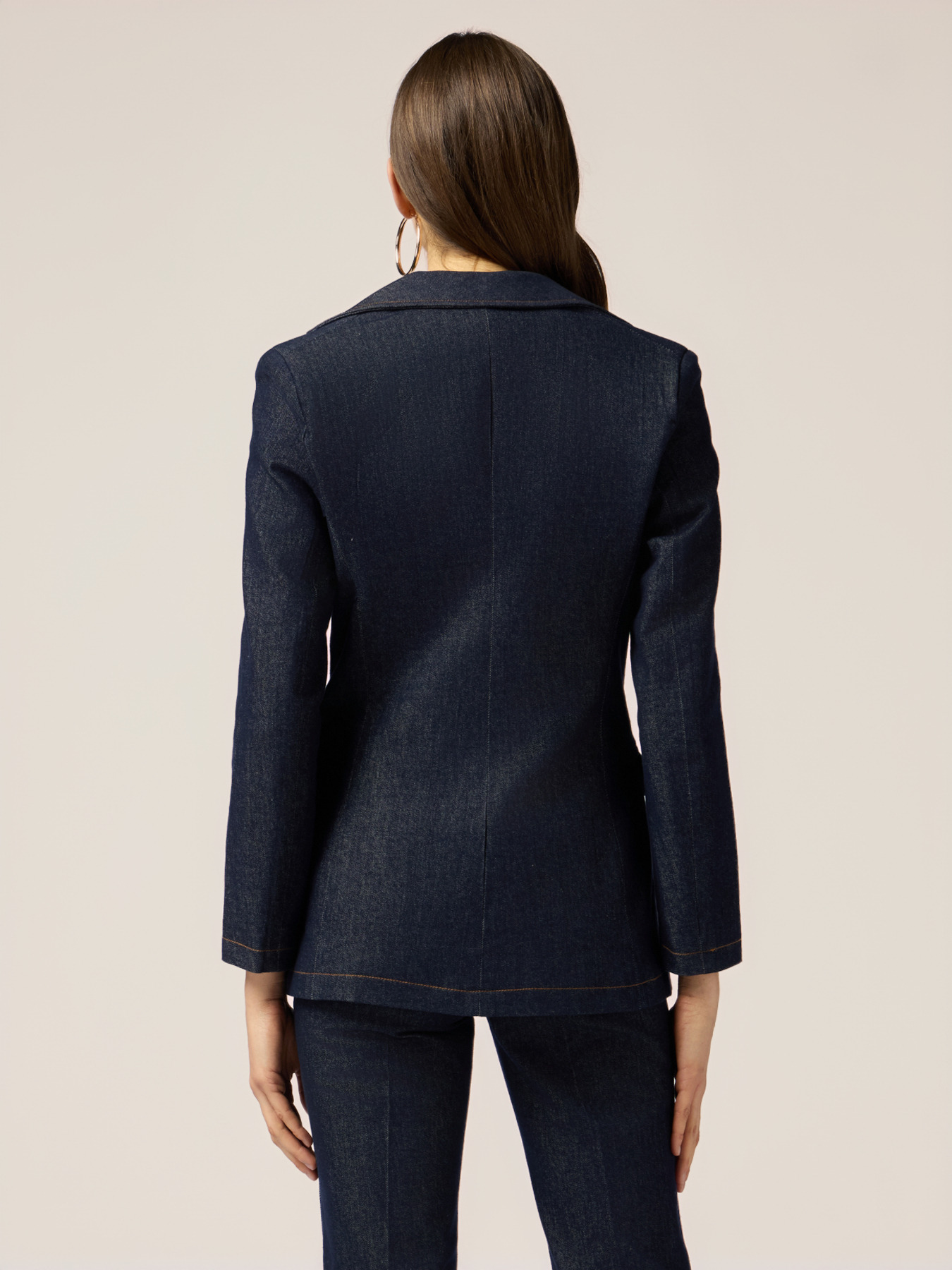 Denim blazer with metal chains image number 1