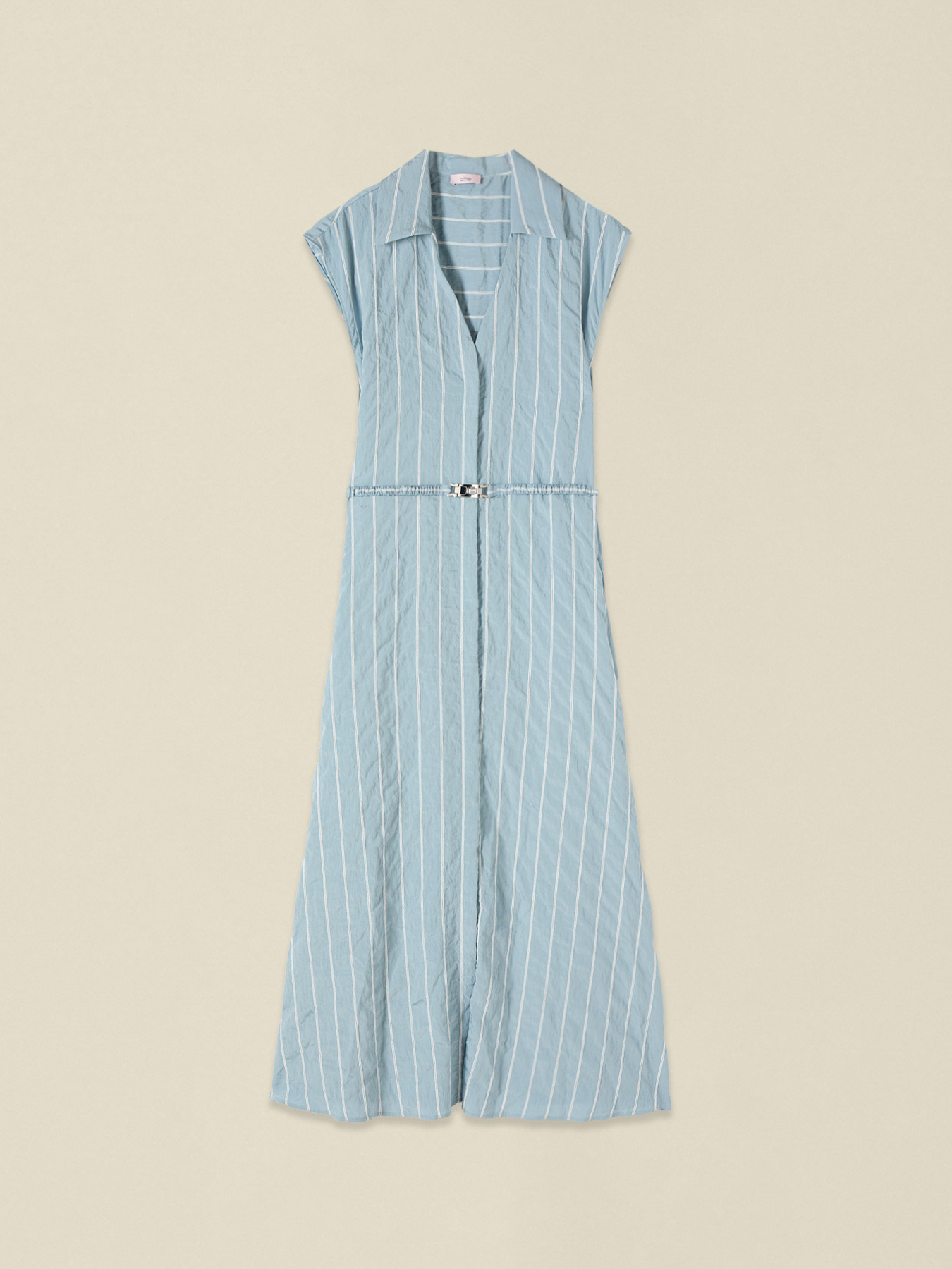 Striped shirt dress with belt image number 3