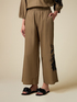 Wide leg cropped trousers with embroidery image number 3