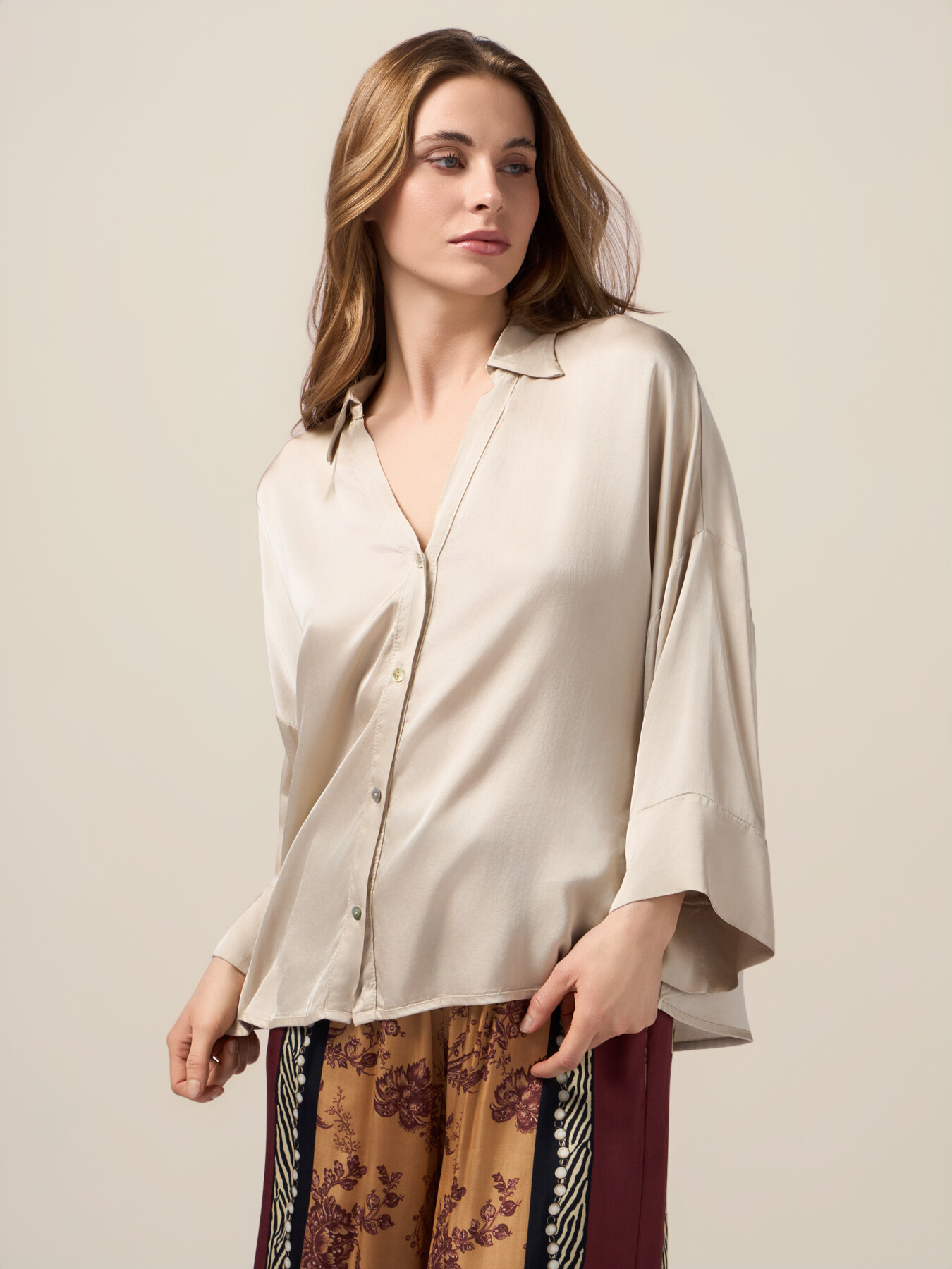 Camicia in raso di viscosa image number 0