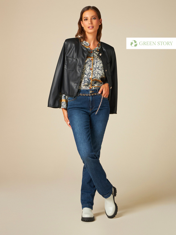 Jeans regular eco-friendly con cintura a catena