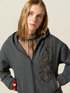 Open sweatshirt with floral appliqu&eacute; image number 2
