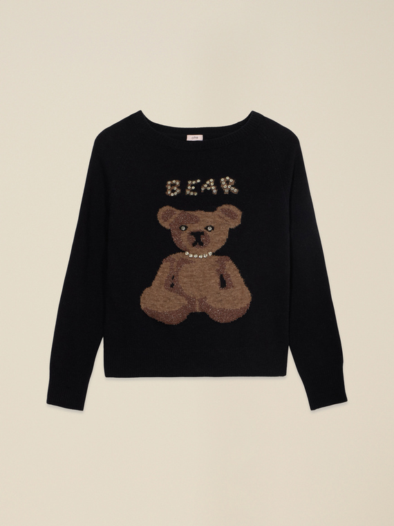 Jersey jacquard con engastes