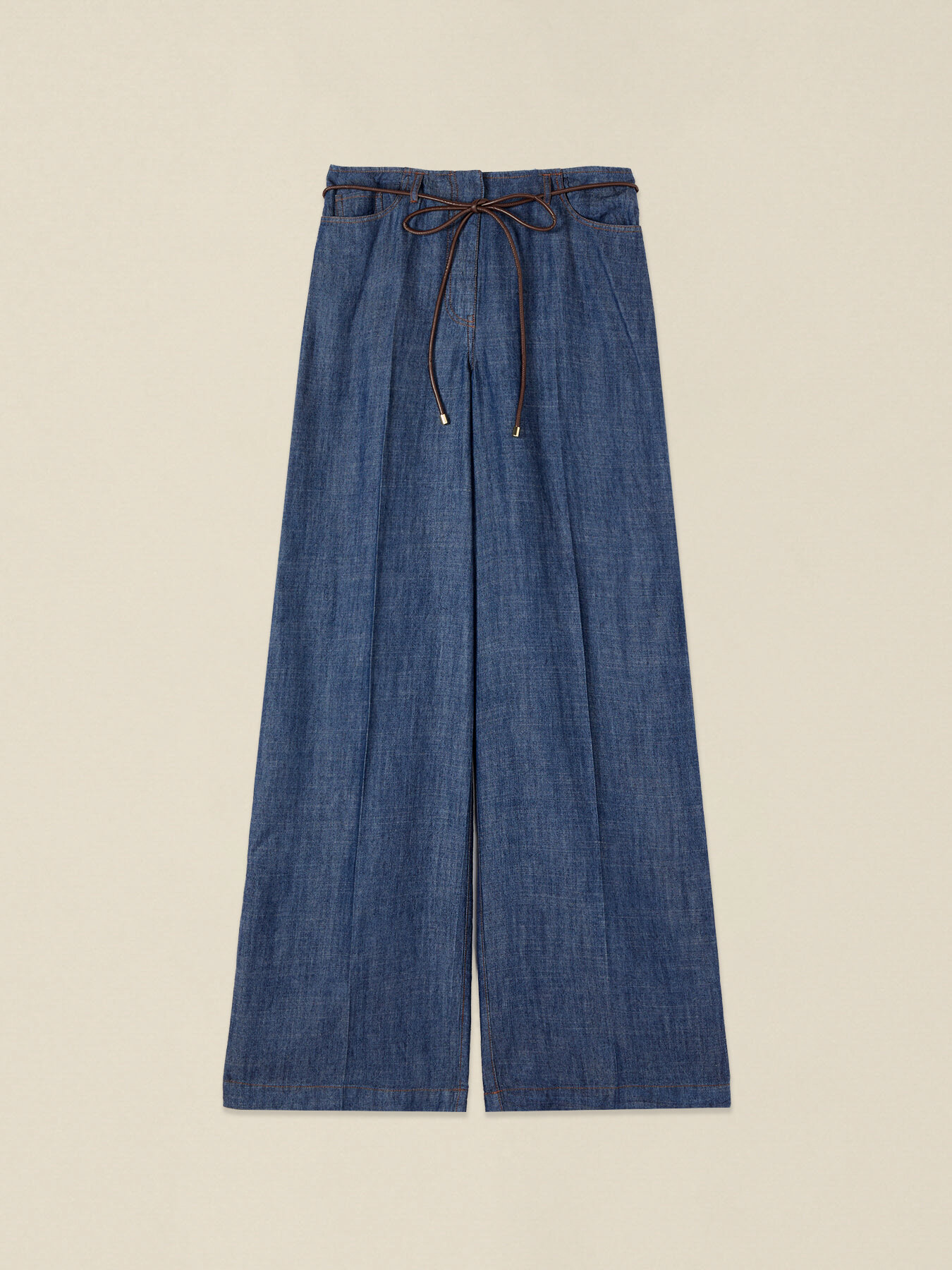 Pantaloni palazzo cu efect denim image number 4