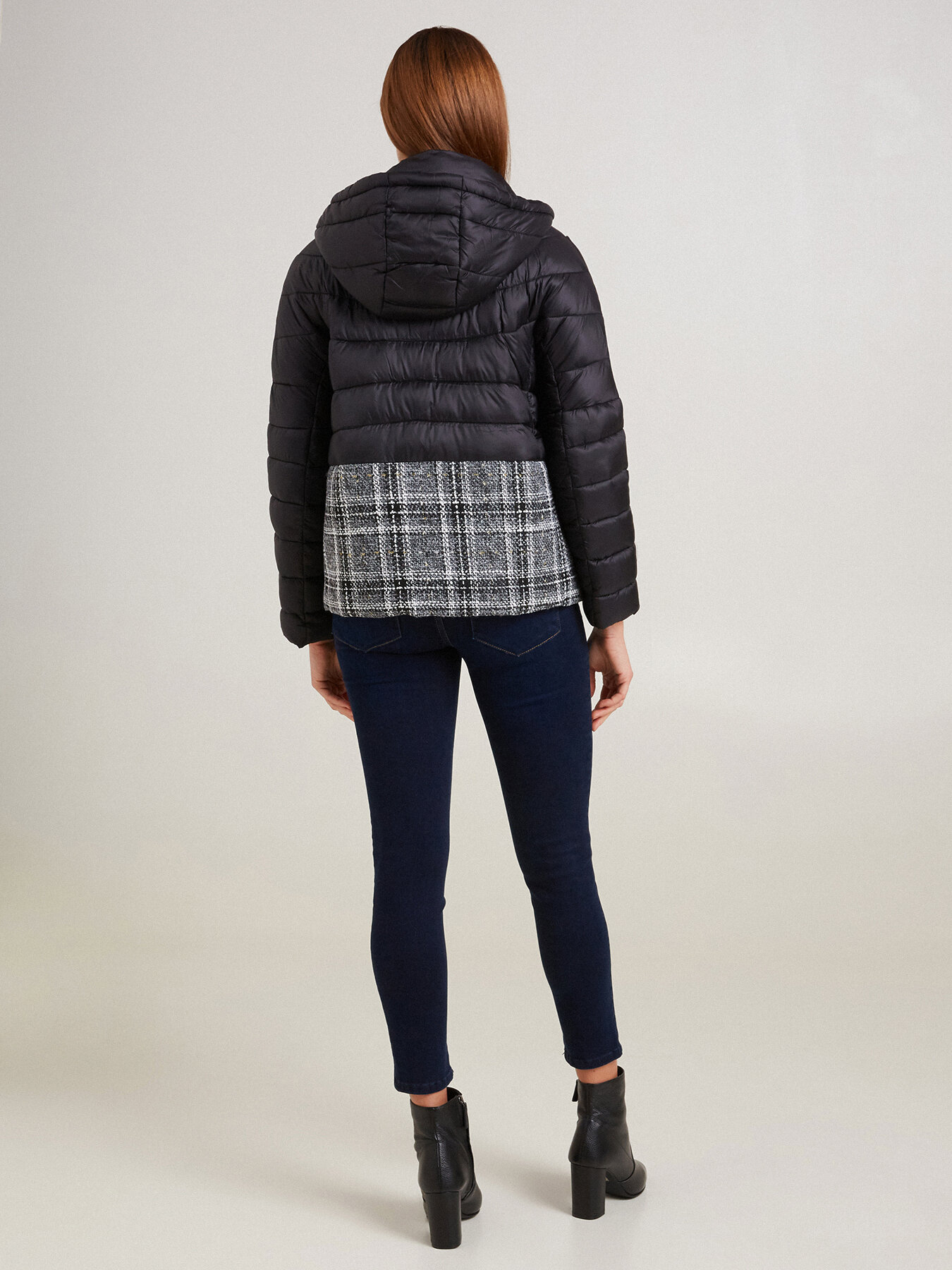 Doudoune boxy avec bas en tweed image number 1