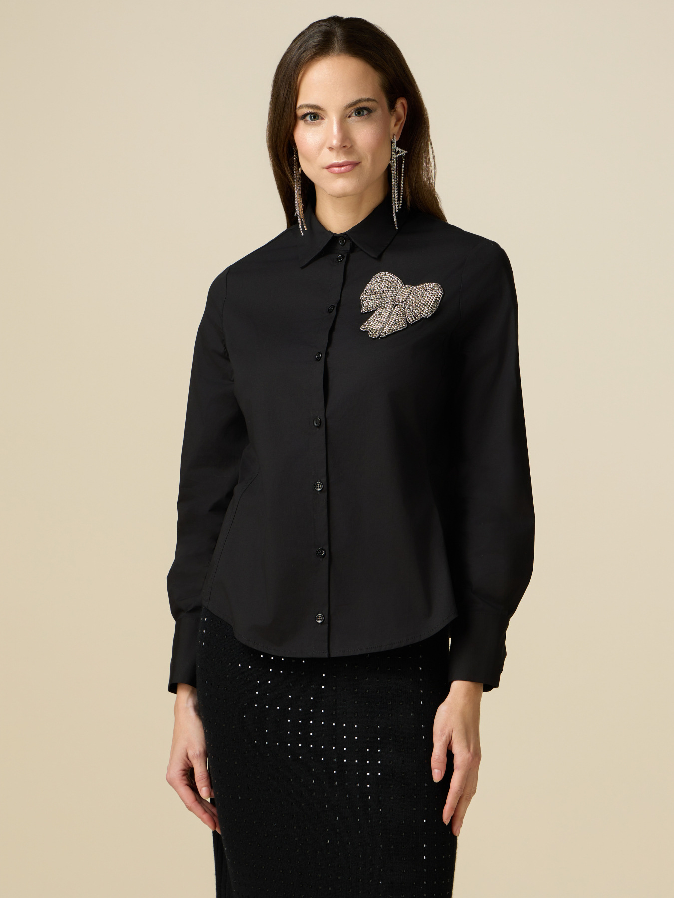 Shirt with jewel embroidery image number 0