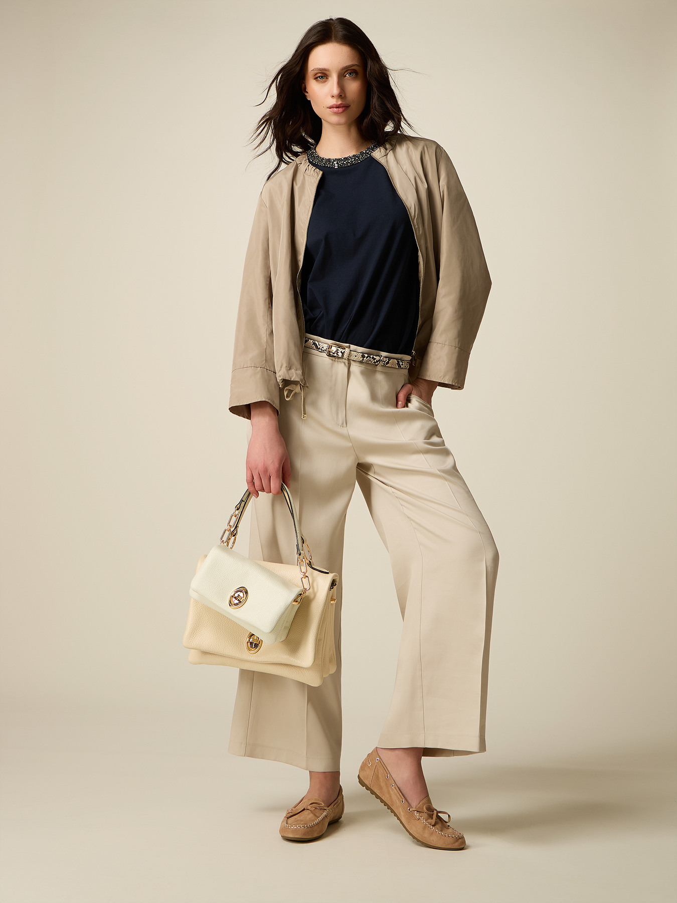 Pantalones cropped de lyocell image number 0