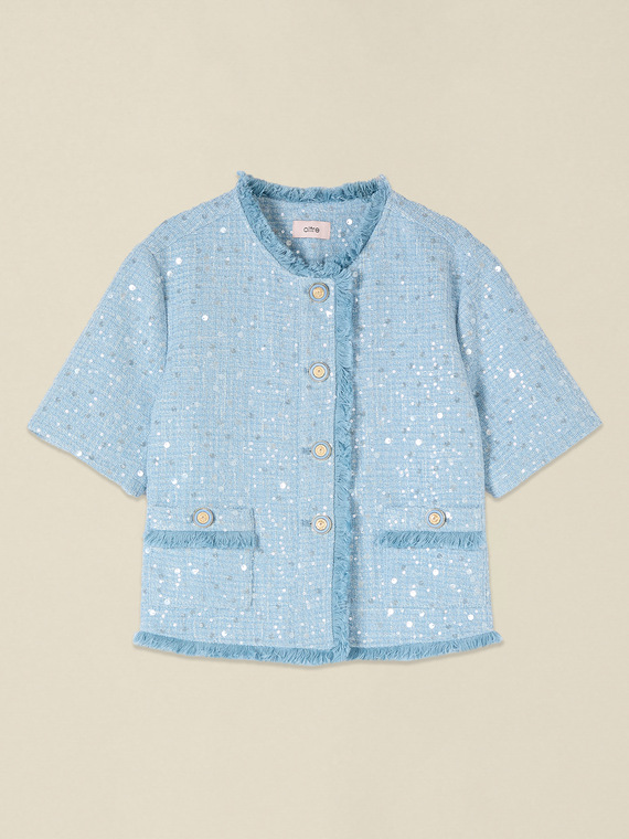 Short jacket with sequins