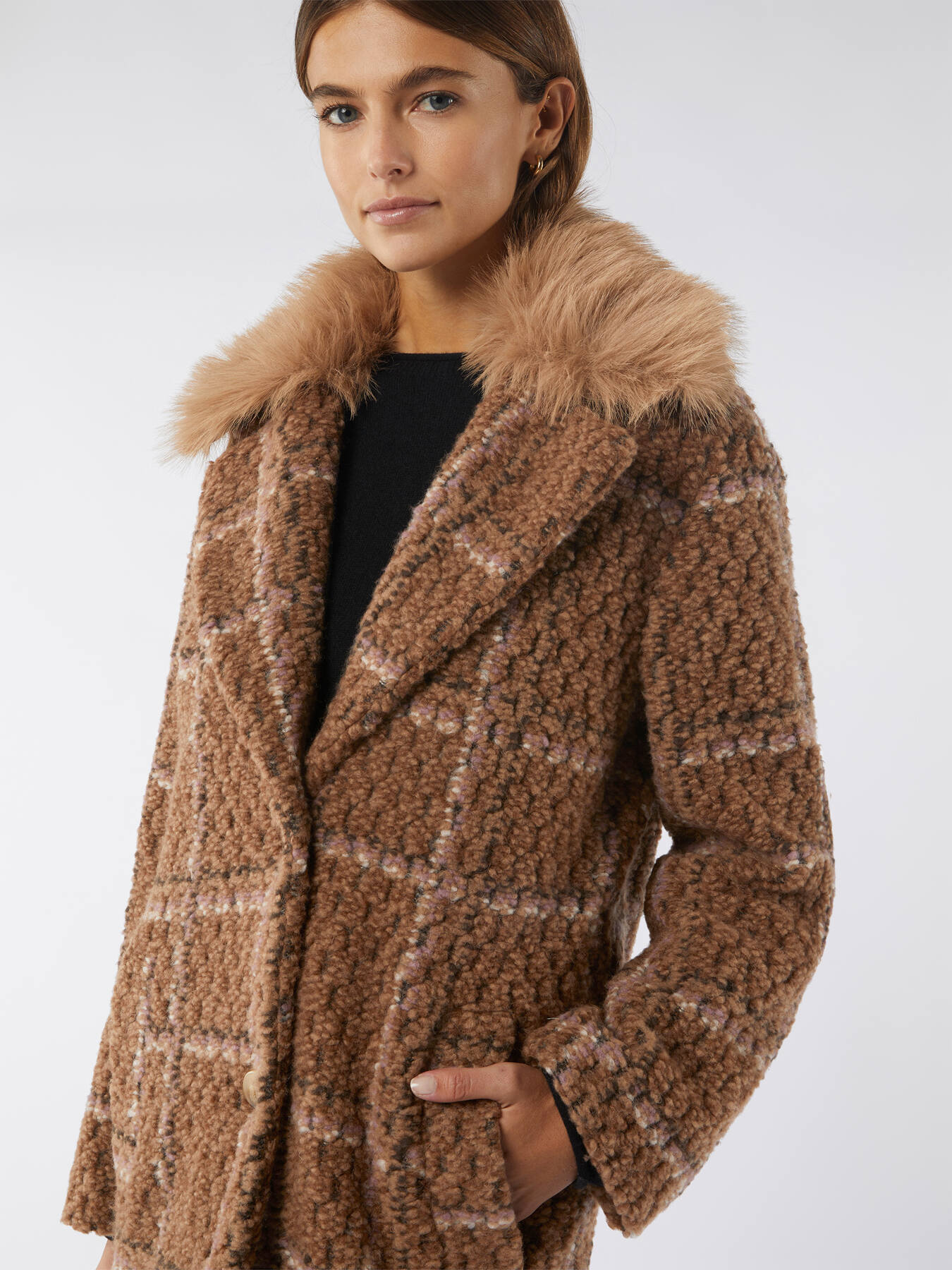 Boucl&eacute;-Mantel aus Wollgemisch image number 2