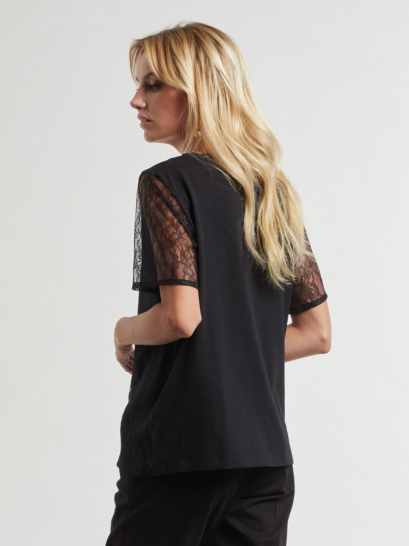 T-Shirt mit Aufdruck und Spitze image number 1