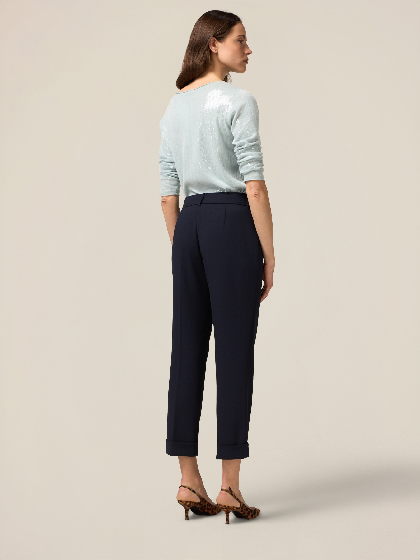 Pantalon regular en tissu scuba cr&ecirc;pe image number 1