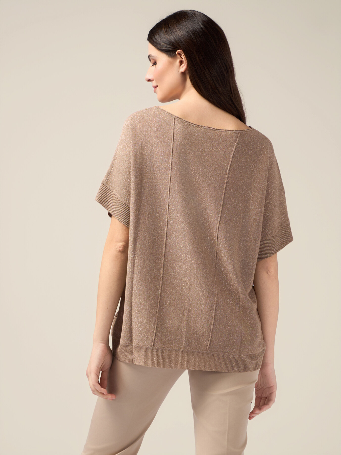 Short-sleeved lurex sweater image number 1
