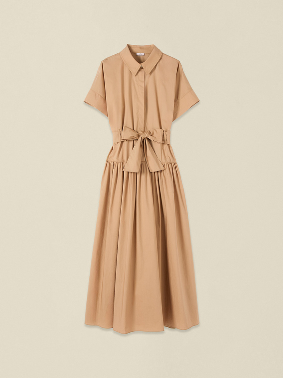 Poplin shirtdress with sash belt