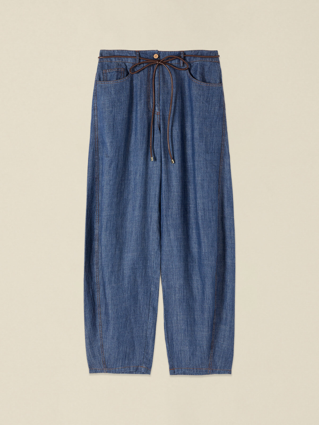 Barrel pants with denim effect image number 4