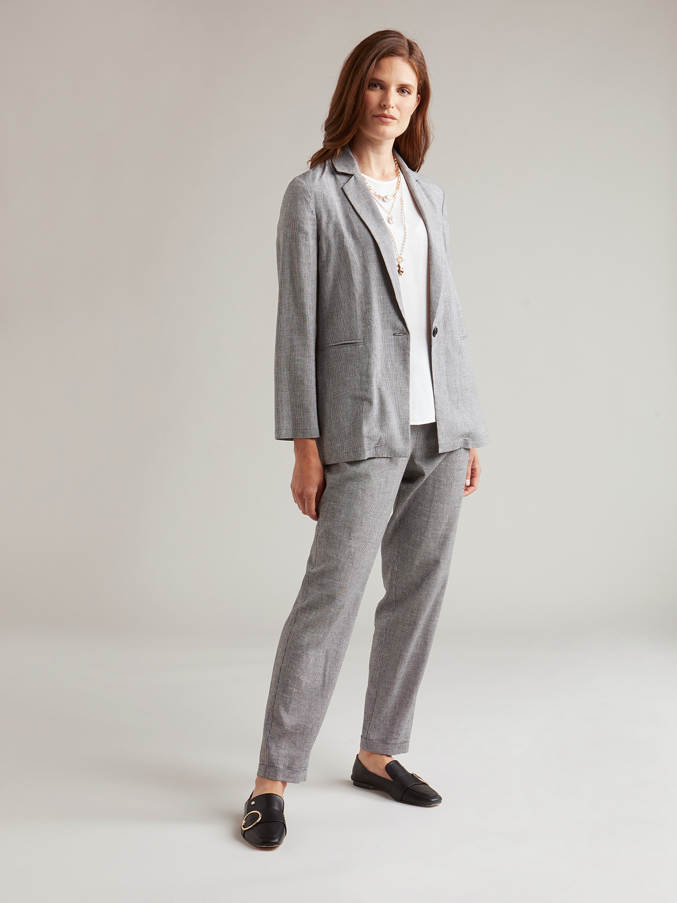 Linen blend houndstooth blazer image number 2