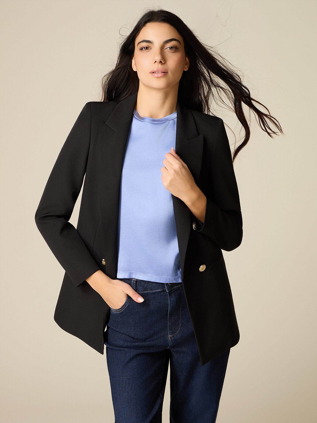 Double-breasted blazer in technical fabric image number 0