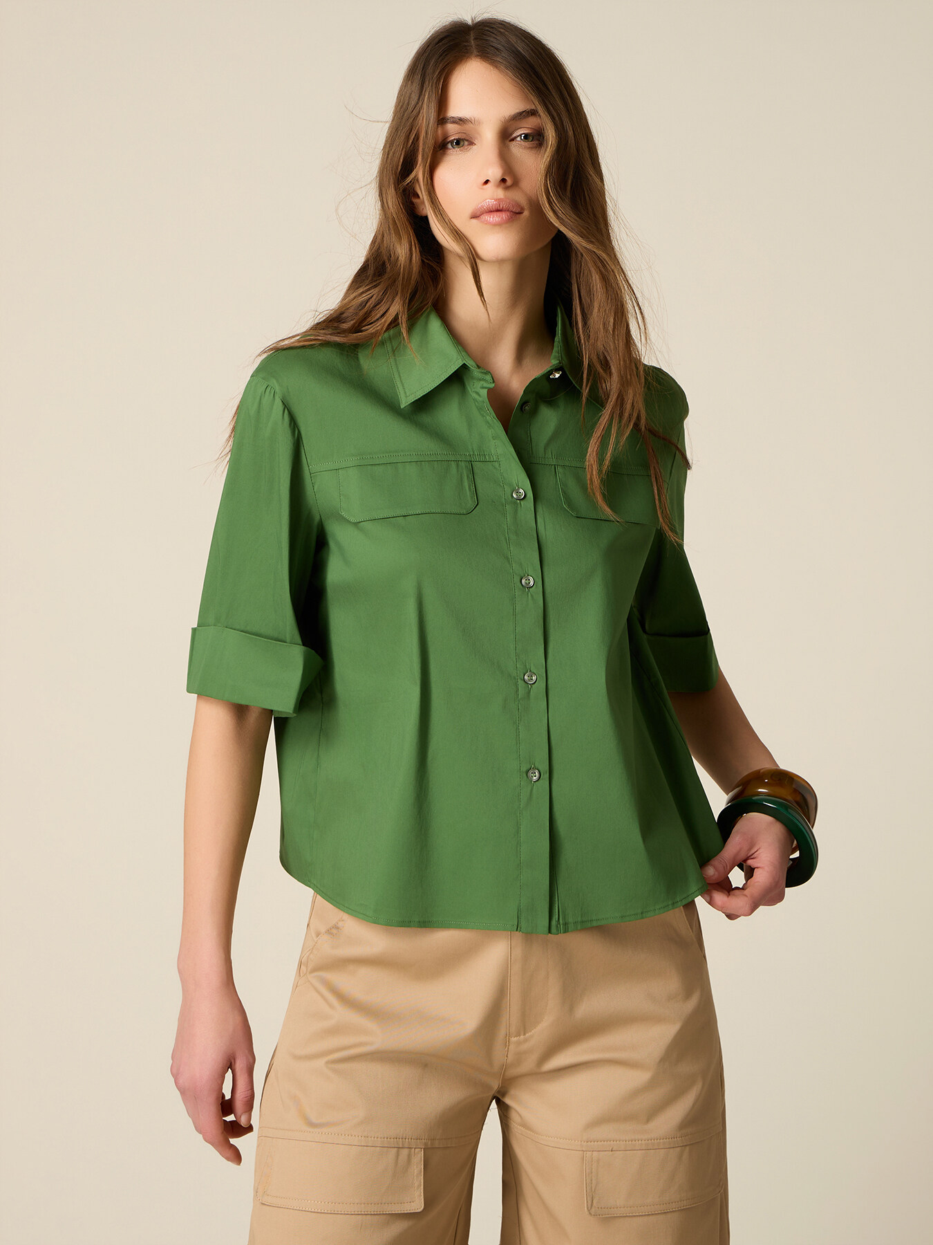 Chemise en popeline avec poches image number 0