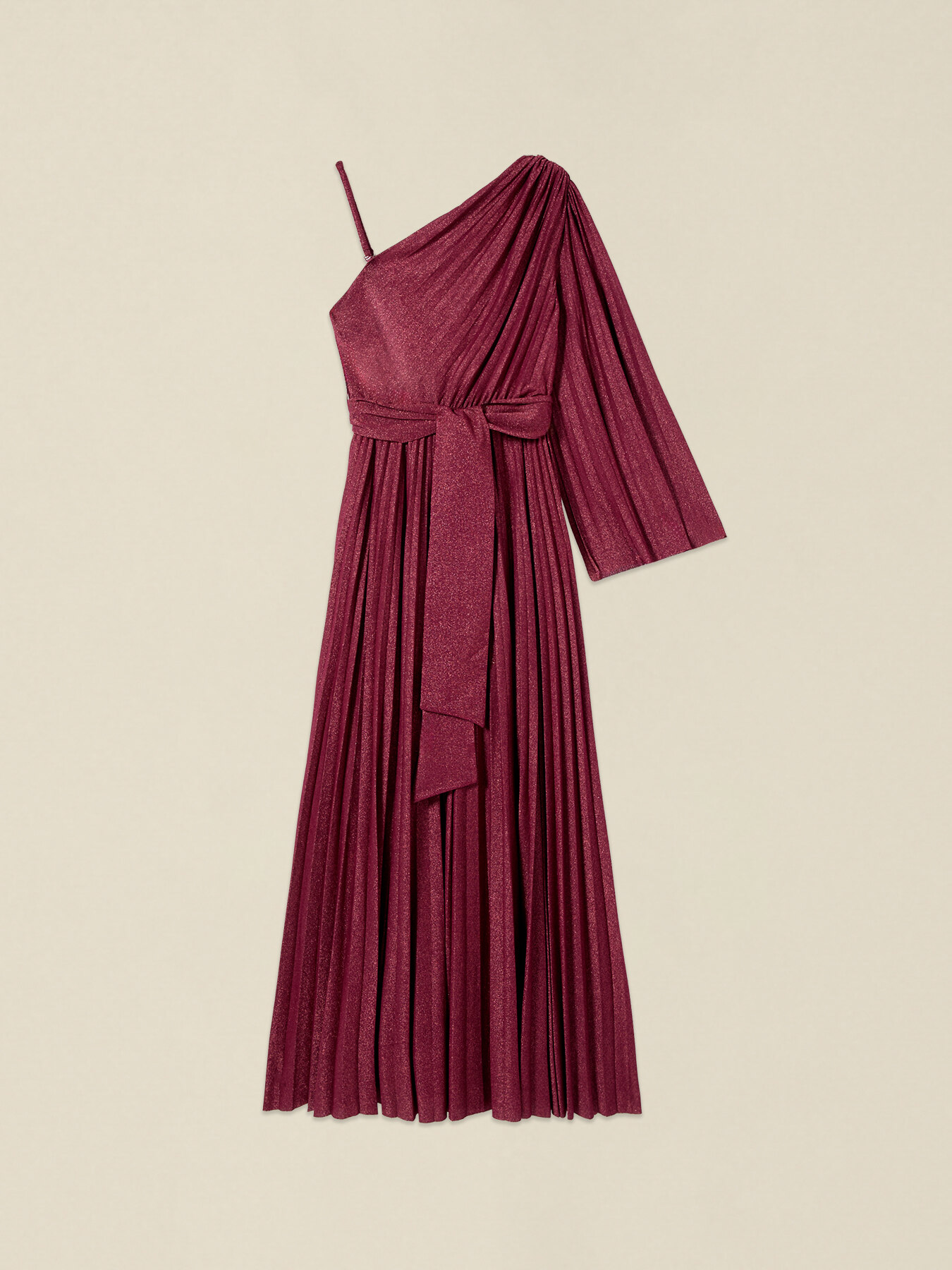 Vestito monospalla pliss&eacute; in jersey lurex image number 3
