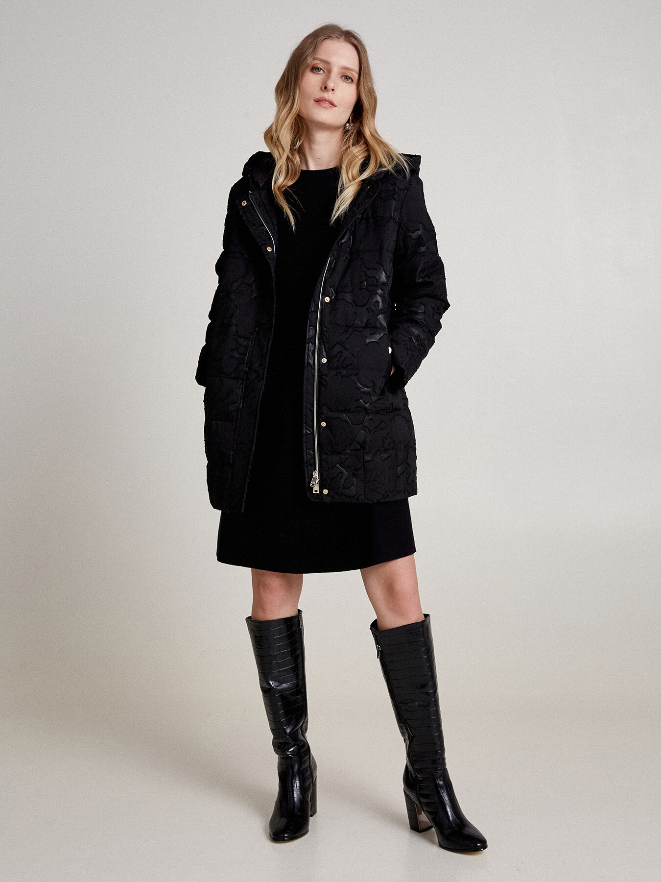 Jacquard cocoon down jacket image number 0