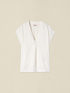 T-shirt bimaterica scollo a V image number 3