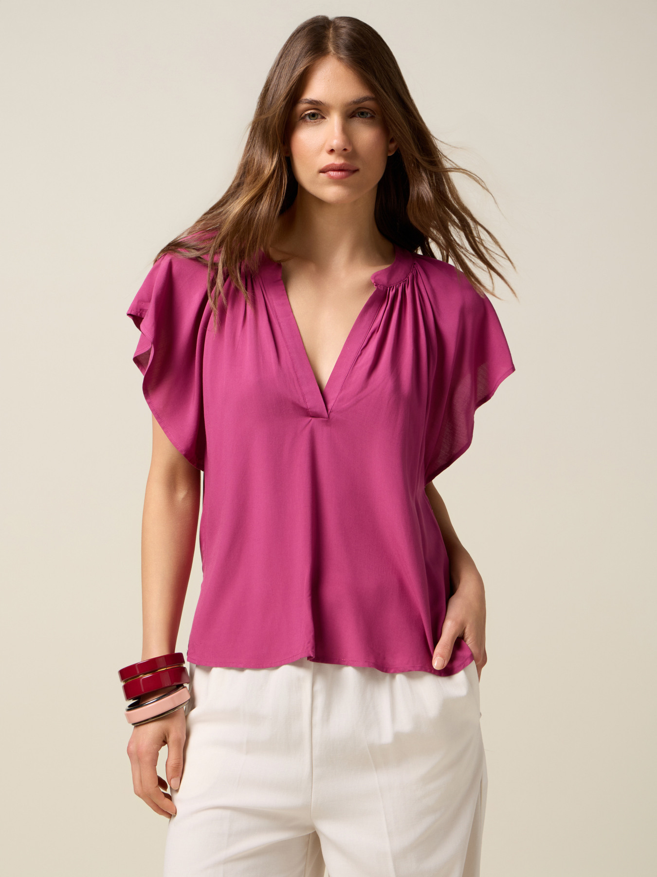 Kurzarm-Bluse aus Viskose image number 0