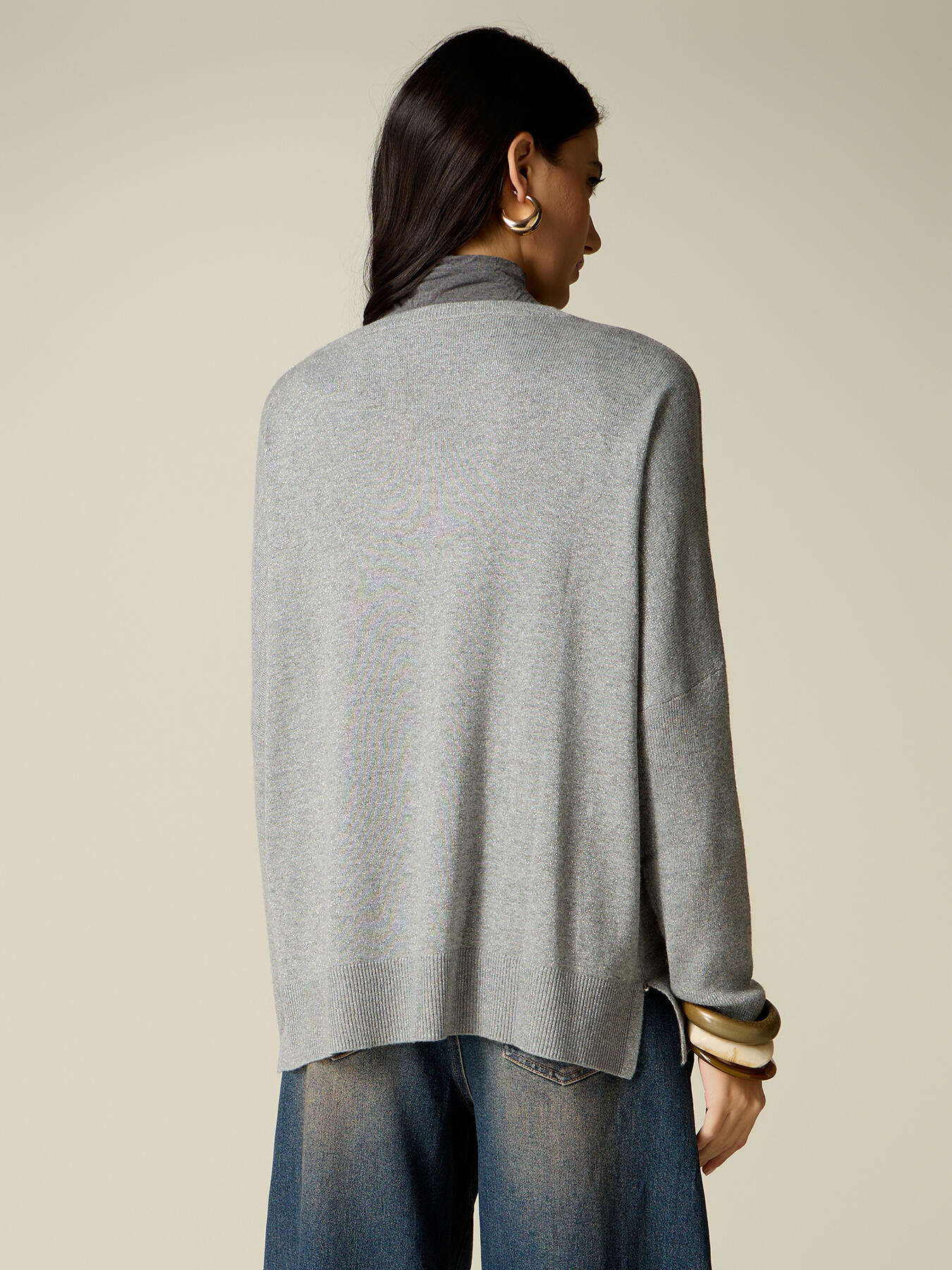 Oversized lurex wool-blend sweater image number 1