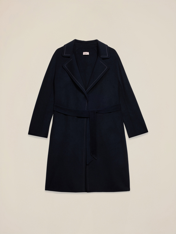 Long wool blend coat with belt