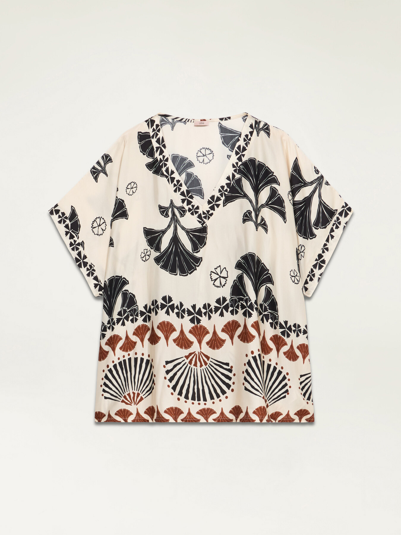 Kimono-Bluse aus gemustertem Satin image number 3