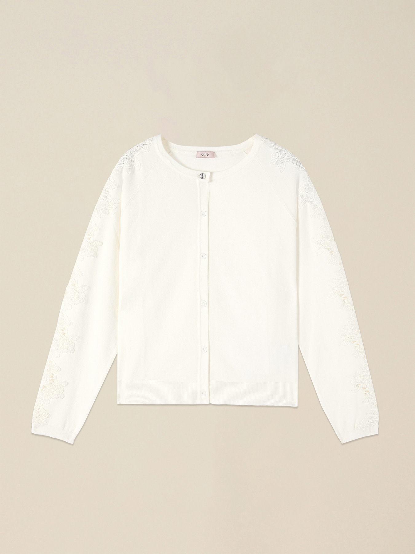 Viscose blend cardigan with lace inserts image number 3