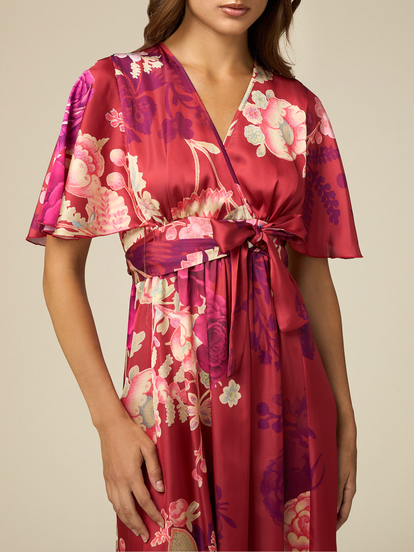 Patterned satin midi dress image number 2