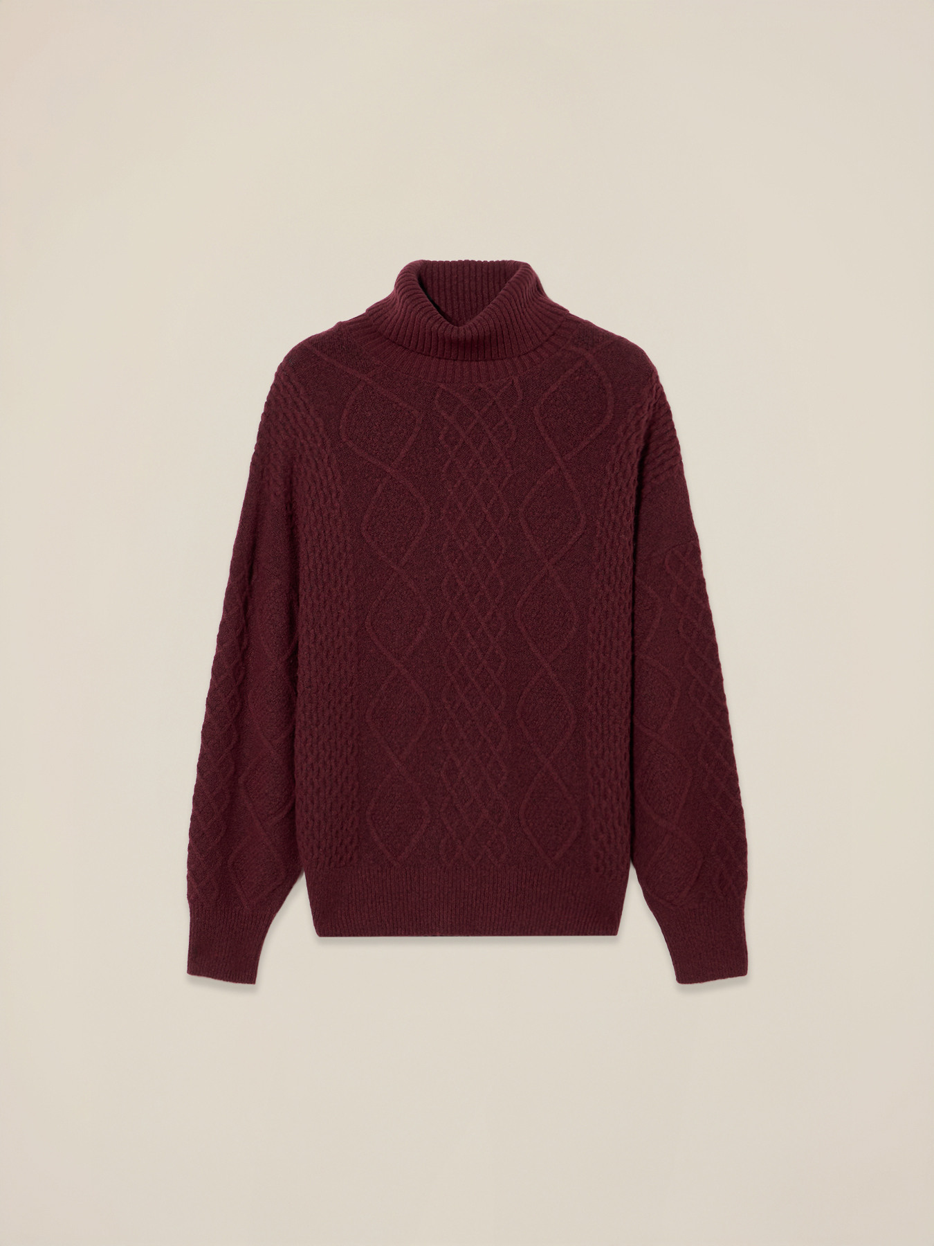 Mixed wool turtleneck with diamond knit pattern image number 3