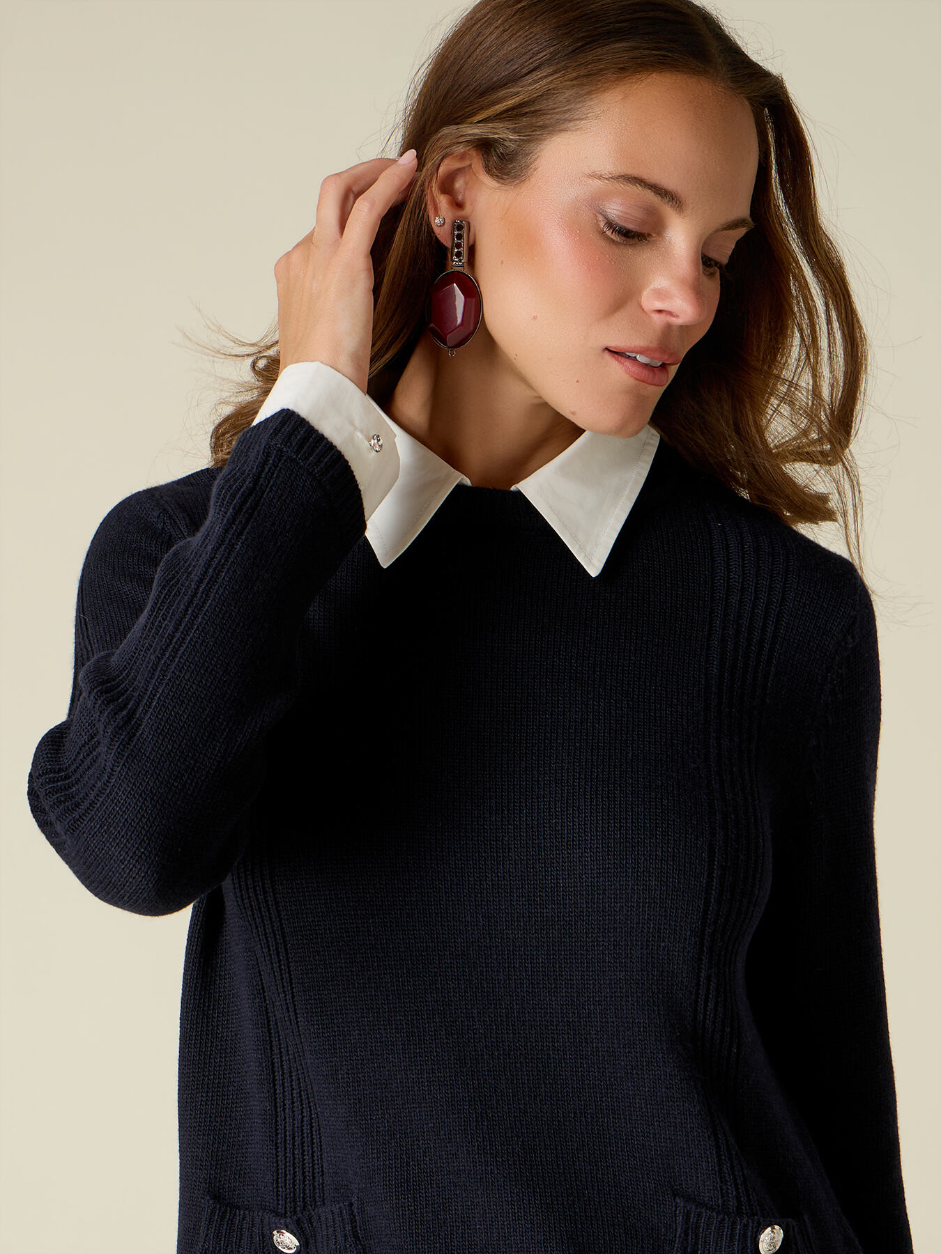 Cashmere-blend sweater with shirt details image number 2