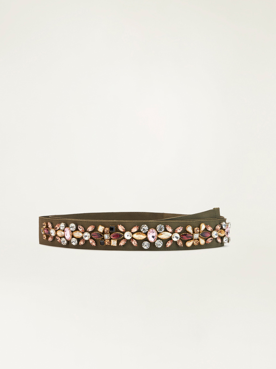 Grosgrain belt with gemstones