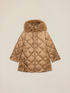 Midi quilted down jacket with real feather image number 3