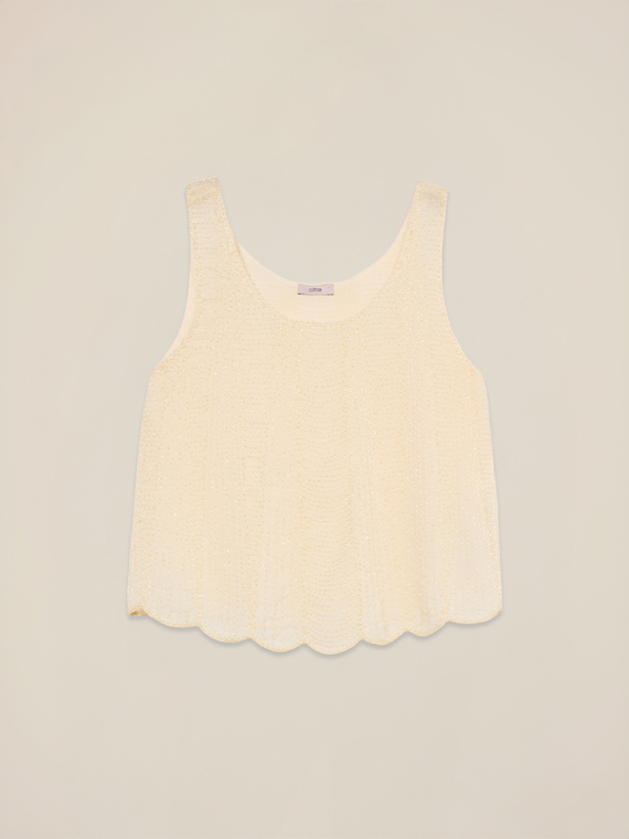 Top with beaded embroidery