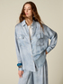 Oversized satin shirt with denim effect image number 0