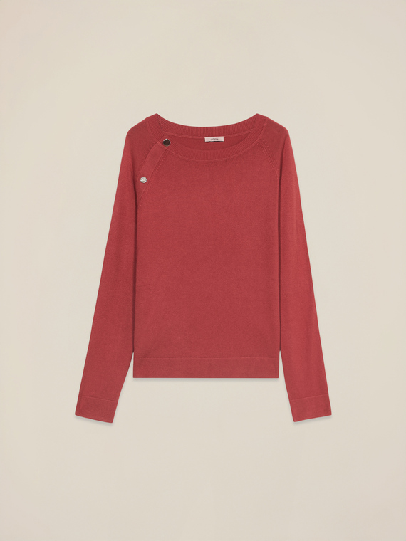 Mixed viscose sweater with decorative buttons
