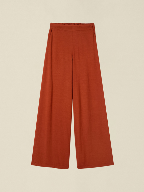Wide-leg linen blend trousers