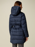 Mid-length puffer jacket with belt and hood image number 1